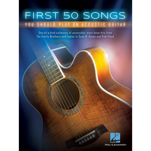 Hal Leonard HL11855 First 50 Songs You Should Play on Acoustic Guitar-Music World Academy