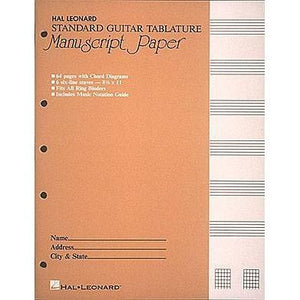 Hal Leonard Standard Guitar Tablature Manuscript Paper-Music World Academy