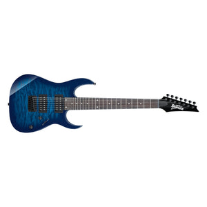Ibanez GRG7221QA-TBB Gio Series 7-String Electric Guitar-Transparent Blue Burst-Music World Academy