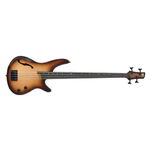 Ibanez SRH500F-NNF Aerium Semi Hollow Fretless Bass Guitar-Natural Browned Burst Flat-Music World Academy