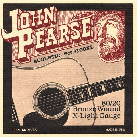 John Pearse 100XL 80/20 Bronze Acoustic Guitar Strings X-Light 10-47-Music World Academy