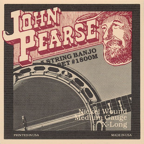 John Pearse 1800M Nickel Wound 5-String Banjo Strings Medium X-Long-Music World Academy