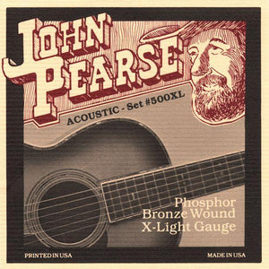 John Pearse 500XL Phosphor Bronze Acoustic Guitar Strings X-Light 10-47-Music World Academy