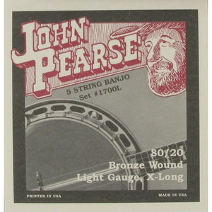 John Pearse Strings Banjo 5 String Bronze Wound Light, X-Long 80/20-Music World Academy
