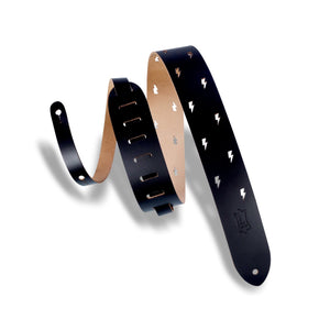 Levy's M12LBC-BLK 2" Chrome-Tan Guitar Strap-Black-Music World Academy