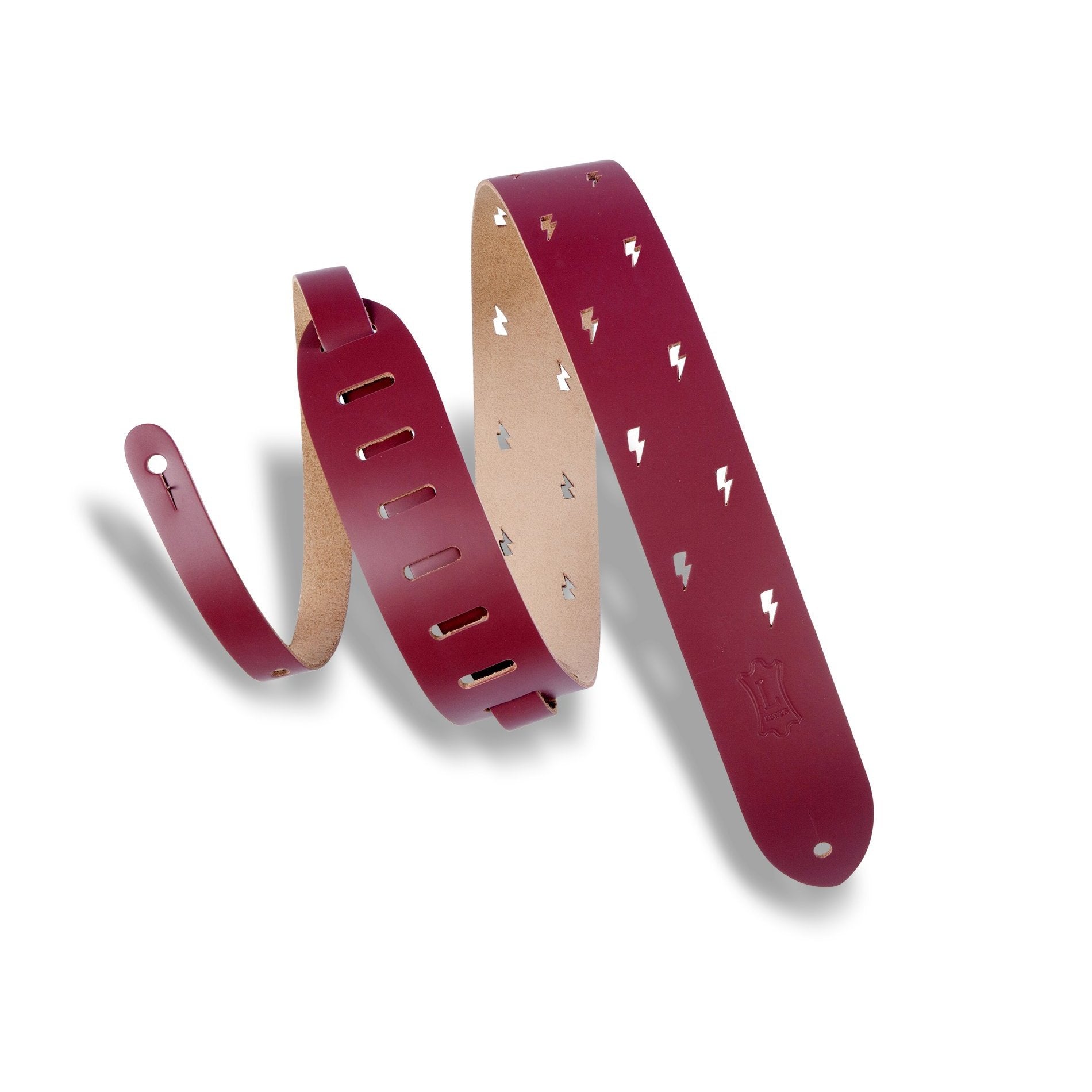Levy's M12LBC-RED 2" Chrome-Tan Guitar Strap-Red-Music World Academy