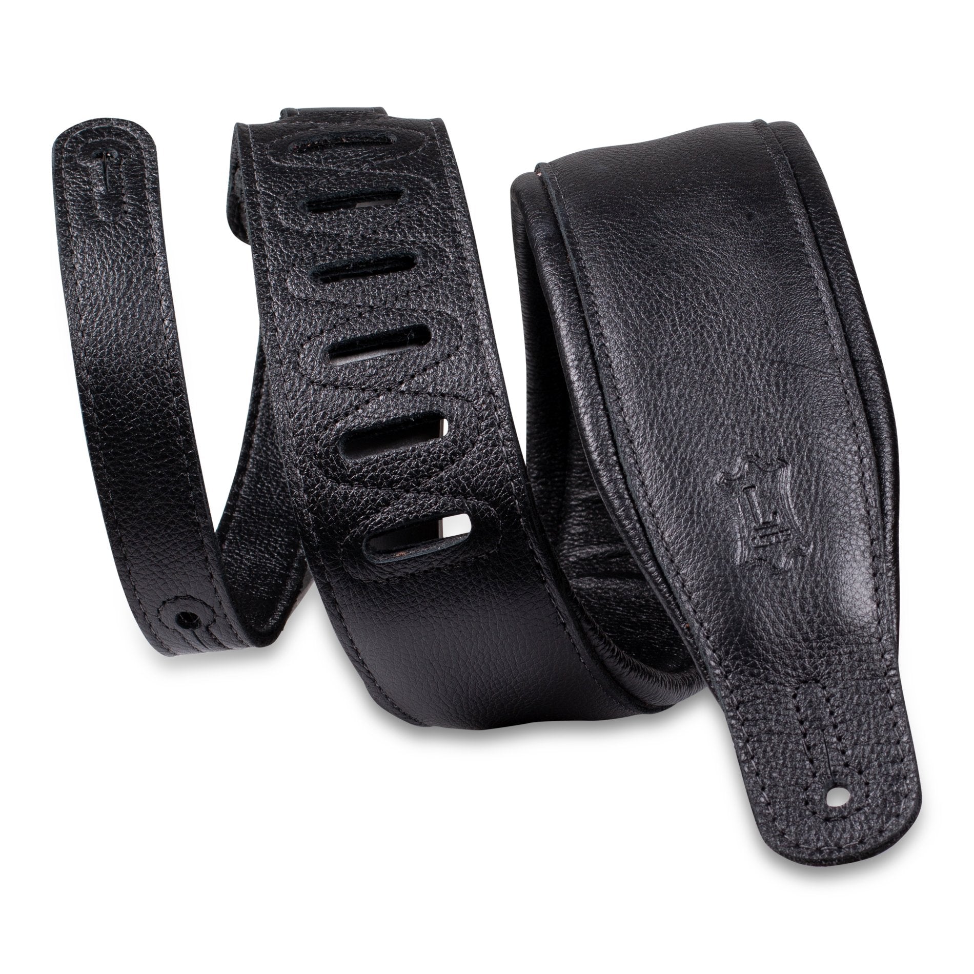 Levy's M26GP-BLK-BLK 3" Garment Leather Guitar Strap-Black-Music World Academy