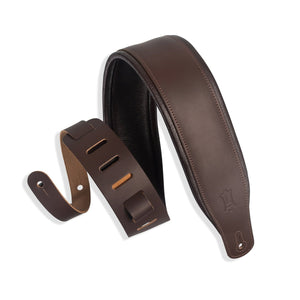 Levy's M26PD-DBR-DBR 3" Top Grain Leather Guitar Strap-Dark Brown-Music World Academy