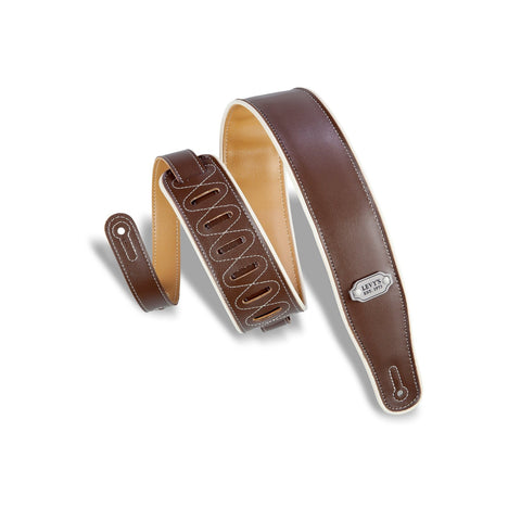 Levy's M26VCP-BRN-MUS 2-1/2" Double Sided Vinyl Guitar Strap-Brown-Music World Academy
