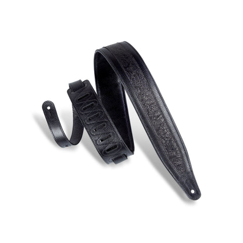 Levy's M317FG-BLK 2-1/2" Padded Garment Leather Guitar Strap-Black-Music World Academy