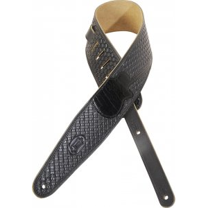 Levy's M44TG-BLK 3" Leather Guitar Strap-Black-Music World Academy