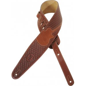Levy's M44TG-BRN 3" Leather Guitar Strap-Brown-Music World Academy
