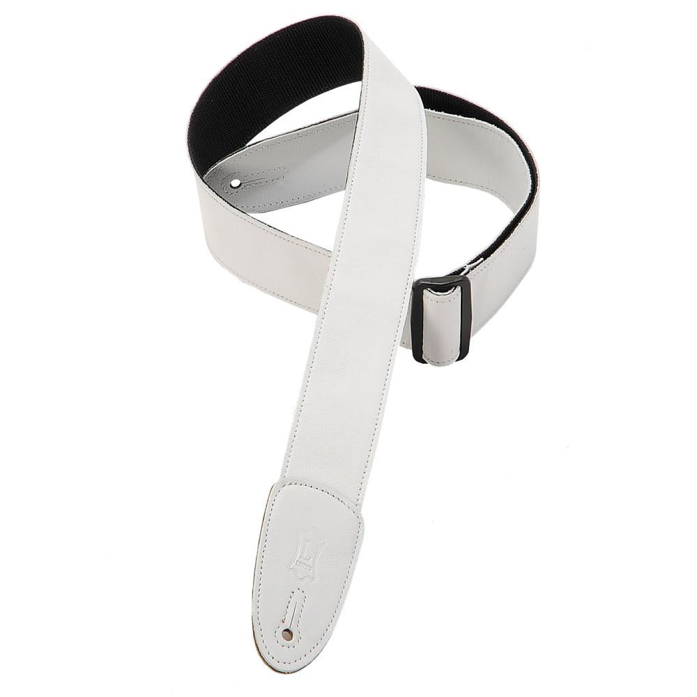 Levy's M7GP-WHT 2" Garment Leather Guitar Strap-White-Music World Academy