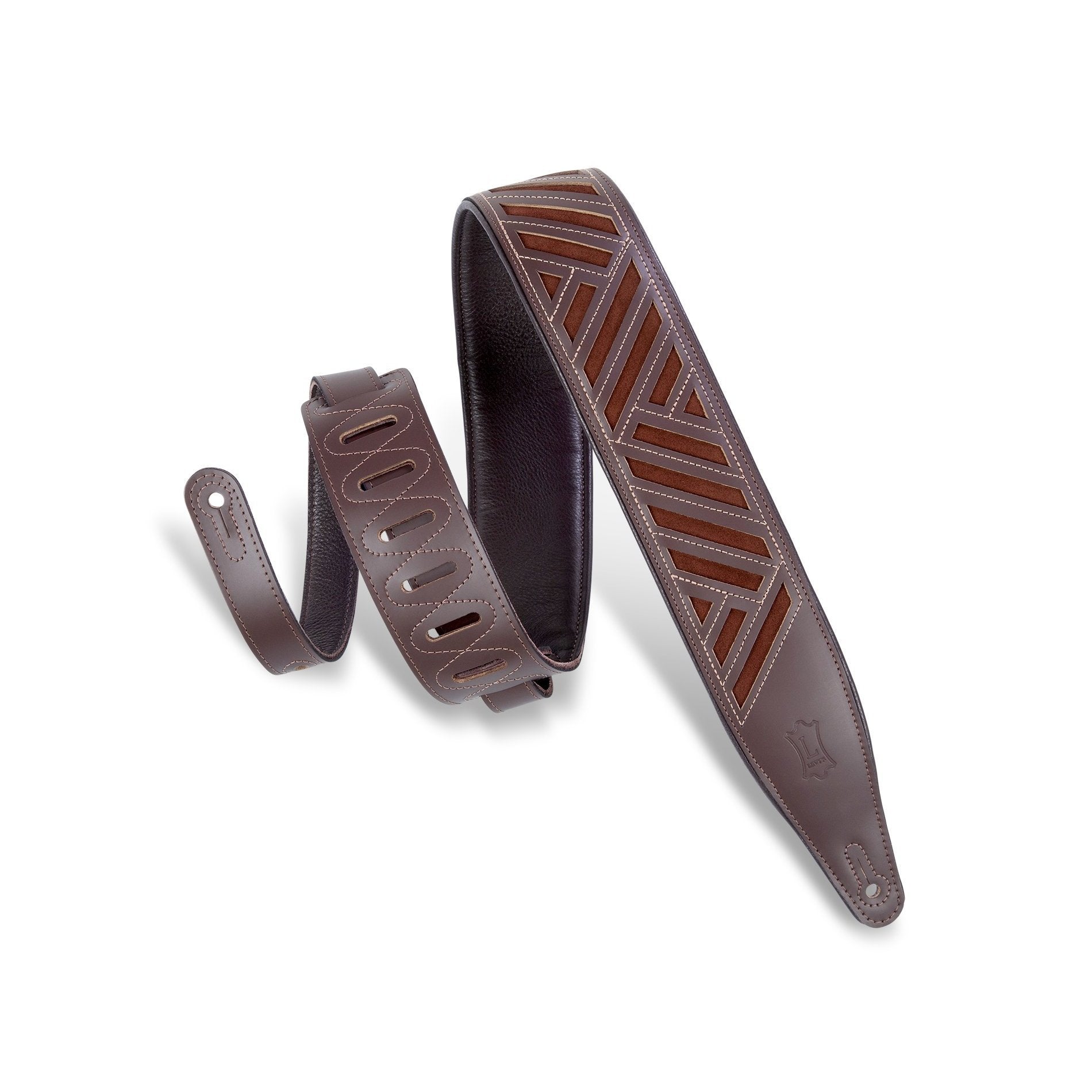 Levy's MC317DCO-DBR-BRN 2-1/2" Chrome-Tan Guitar Strap-Dark Brown/Brown-Music World Academy