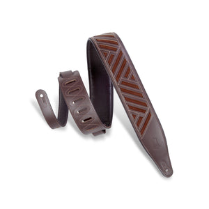 Levy's MC317DCO-DBR-BRN 2-1/2" Chrome-Tan Guitar Strap-Dark Brown/Brown-Music World Academy