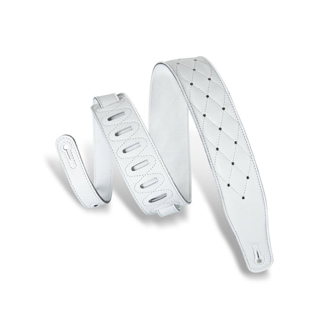 Levy's MG26DS-WHT-ABK 2-1/2" Garment Leather Guitar Strap-White-Music World Academy