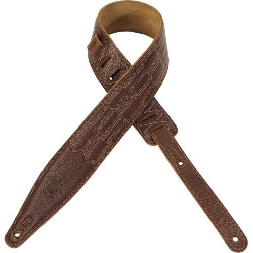 Levy's MG317MTN-BTA 2-1/2" Padded Garment Leather Guitar Strap-Brown-Music World Academy