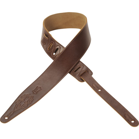 Levy's MG317VAN-BTA 2-1/2'" Super-Soft Garment Leather Guitar Strap-Brown-Music World Academy