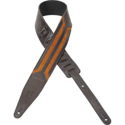 Levy's MGS317HWK-DBR 2-1/2" Garment Leather Guitar Strap-Dark Brown-Music World Academy