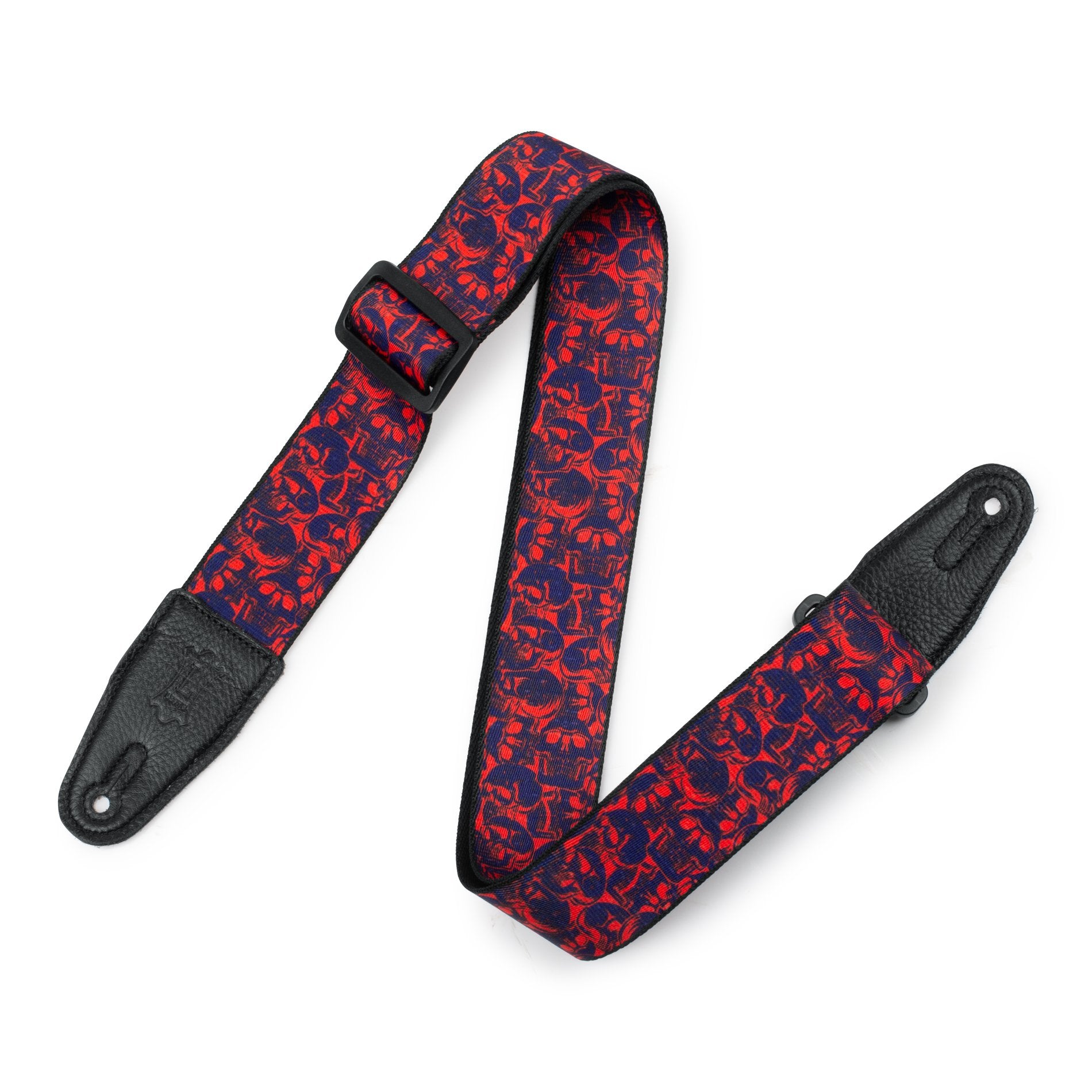Levy's MPD2-110 2" Sublimation Guitar Strap-Small Skull Red-Music World Academy
