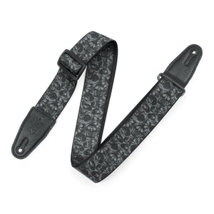 Levy's MPD2-111 2" Sublimation Guitar Strap-Small Skull Grey-Music World Academy