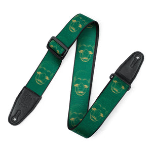 Levy's MPD2-113 2" Sublimation Guitar Strap-Large Skull Green-Music World Academy