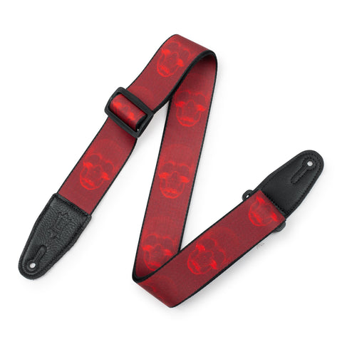 Levy's MPD2-114 2" Sublimation Guitar Strap-Large Skull Red-Music World Academy