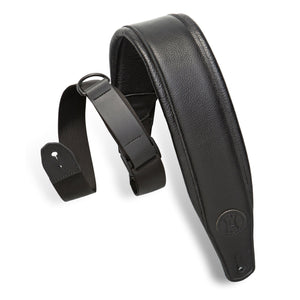 Levy's MRHGP-BLK 3" Padded Garment Leather Guitar Strap-Black-Music World Academy