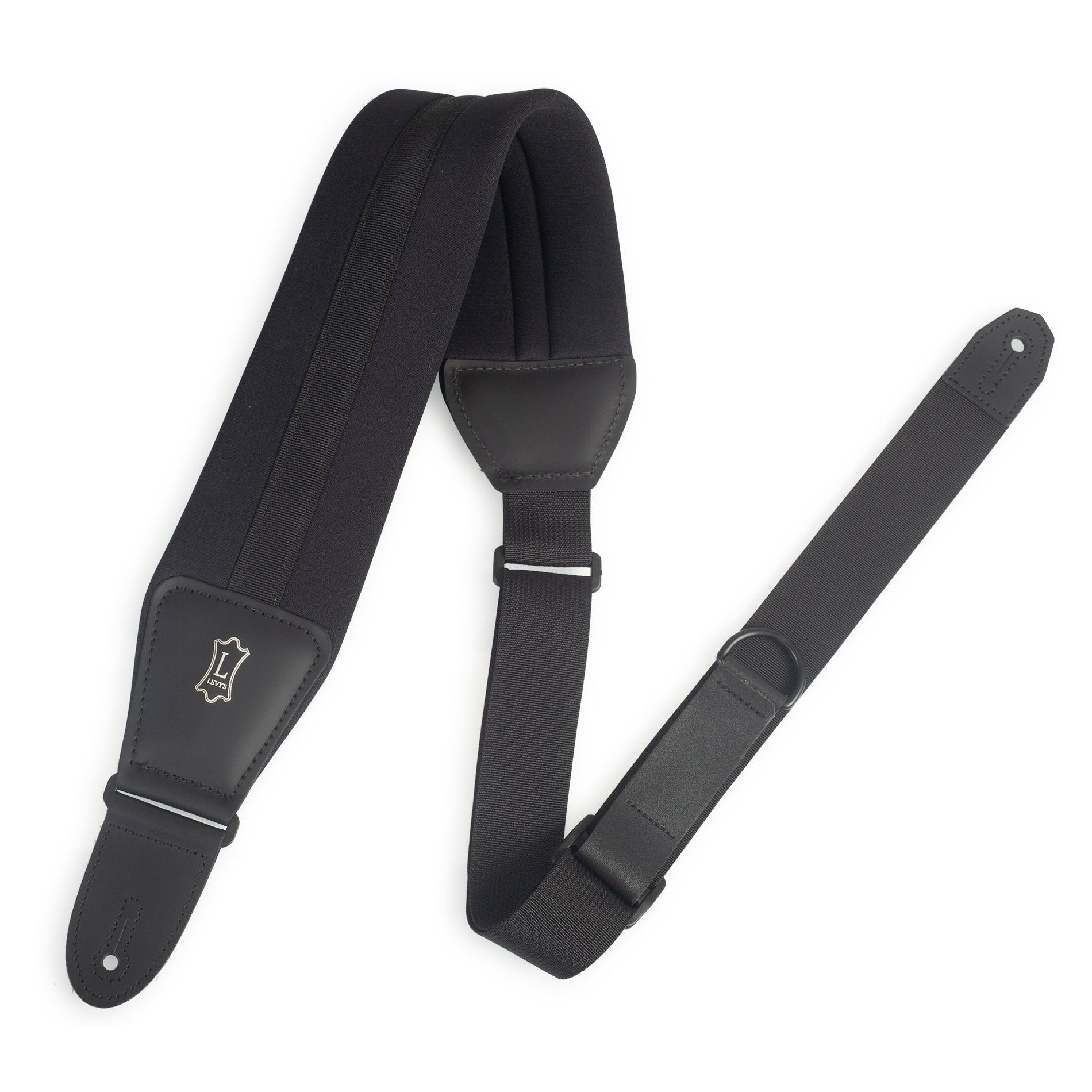 Levy's MRHNP3-BLK 3-1/4" Right Height Ergonomic Guitar Strap-Black-Music World Academy