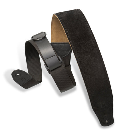 Levy's MRHSP-BLK 2" Suede Right Height Guitar Strap-Black-Music World Academy