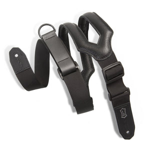 Levy's MRHSS-BLK 2" Garment Leather Cut-Out Ergonomic Guitar Strap-Black-Music World Academy
