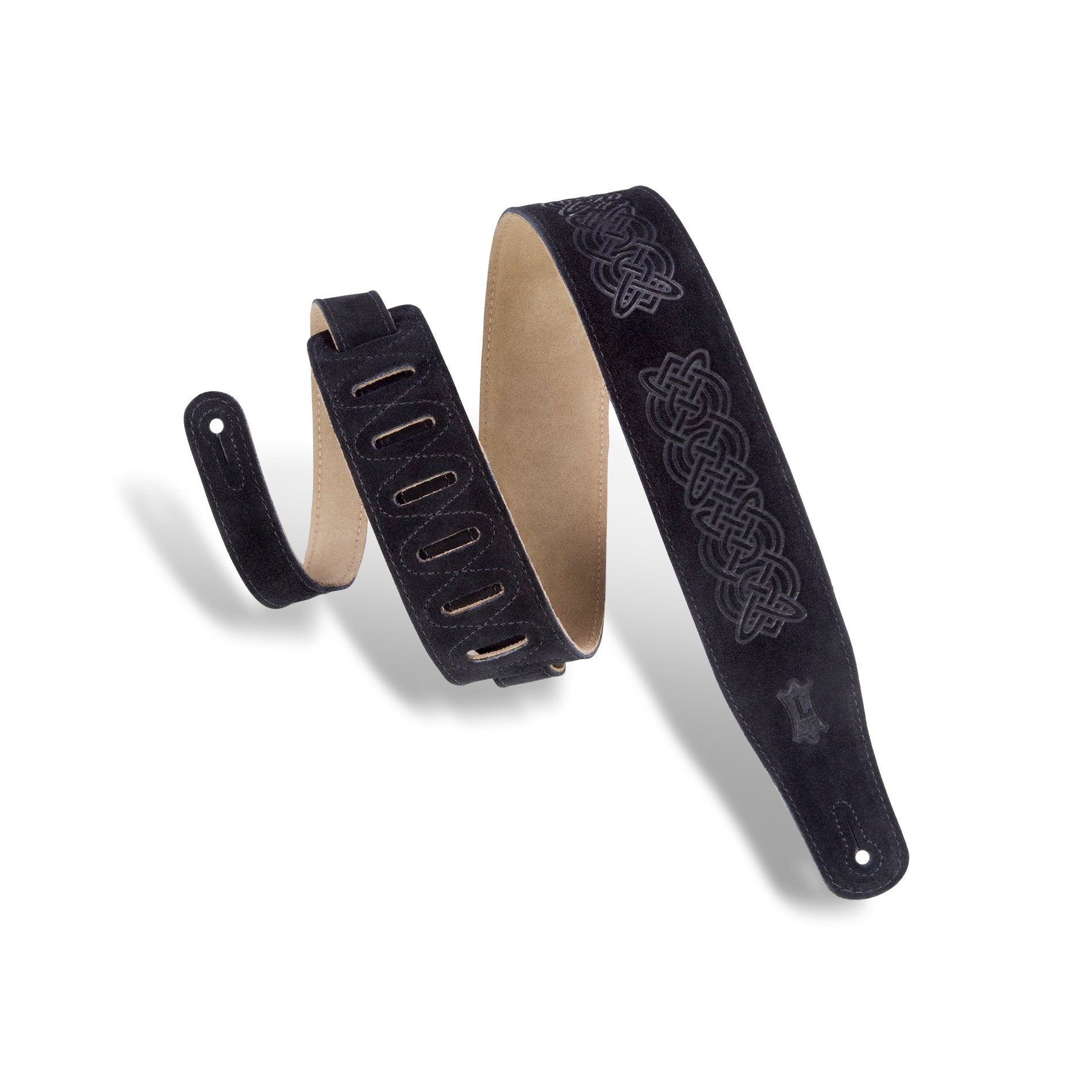 Levy's MS26CK-BLK 2-1/2" Suede Guitar Strap with Celtic Knot-Black-Music World Academy