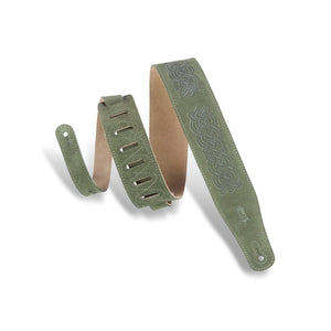 Levy's MS26CK-GRN 2-1/2" Suede Guitar Strap with Celtic Knot-Green-Music World Academy