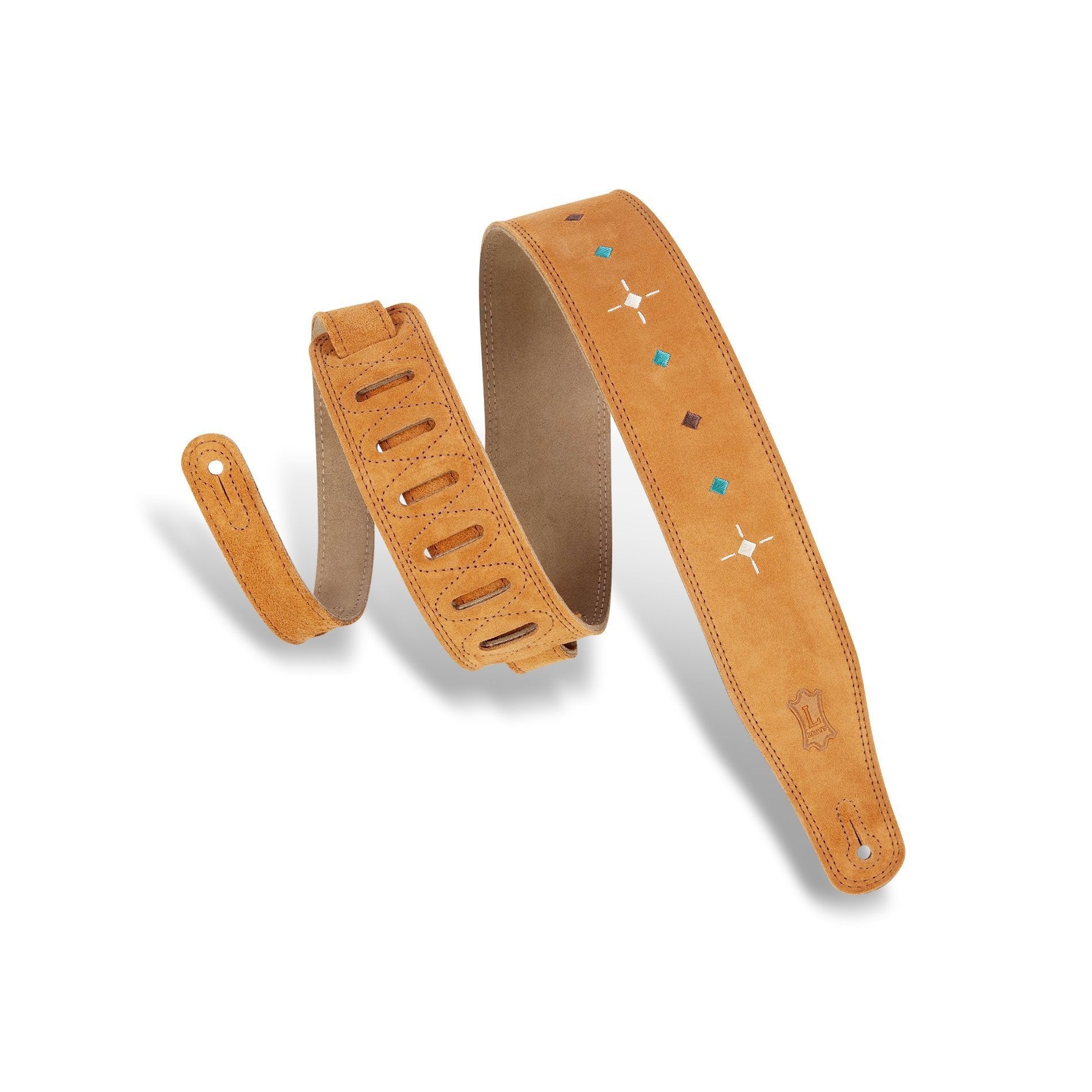 Levy's MS26DDE-HNY 2-1/2" Suede Decorative Guitar Strap-Honey-Music World Academy