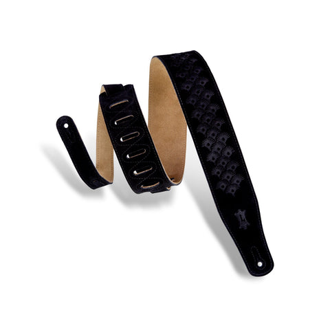 Levy's MS26DE-BLK 2-1/2" Suede Leather Guitar Strap-Black-Music World Academy