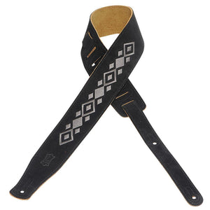 Levy's MS26E-002 2-1/2" Suede Guitar Strap-Black with Design-Music World Academy