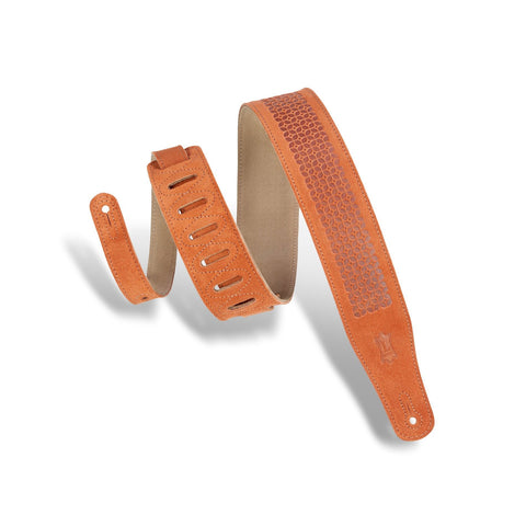Levy's MS26SQ-CPR 2-1/2" Suede Leather Guitar Strap-Copper-Music World Academy