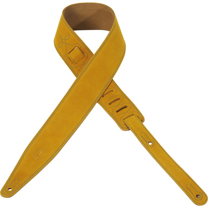 Levy's MS317AUR-YEL 2-1/2" Suede Leather Guitar Strap-Yellow-Music World Academy