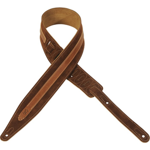 Levy's MS317BLA-BRN 2-1/2" Suede Leather Guitar Strap-Brown-Music World Academy