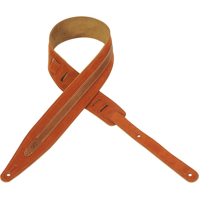 Levy's MS317BLA-CPR 2-1/2" Suede Leather Guitar Strap-Copper-Music World Academy