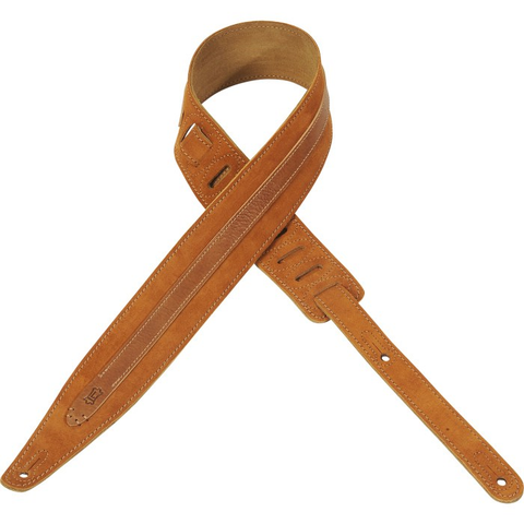 Levy's MS317BLA-HNY 2-1/2" Suede Leather Guitar Strap-Honey-Music World Academy