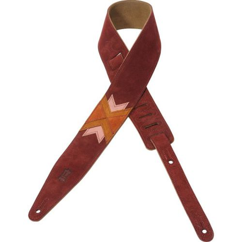 Levy's MS317LWS-BRG 2-1/2" Suede Leather Guitar Strap-Burgundy-Music World Academy