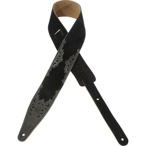 Levy's MS317PAI-BLK 2-1/2" Suede Leather Guitar Strap-Black-Music World Academy