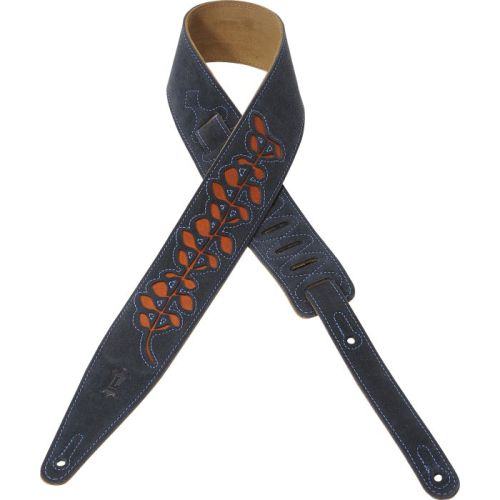 Levy's MS317WV-NAV 2-1/2" Suede Leather Guitar Strap-Navy-Music World Academy