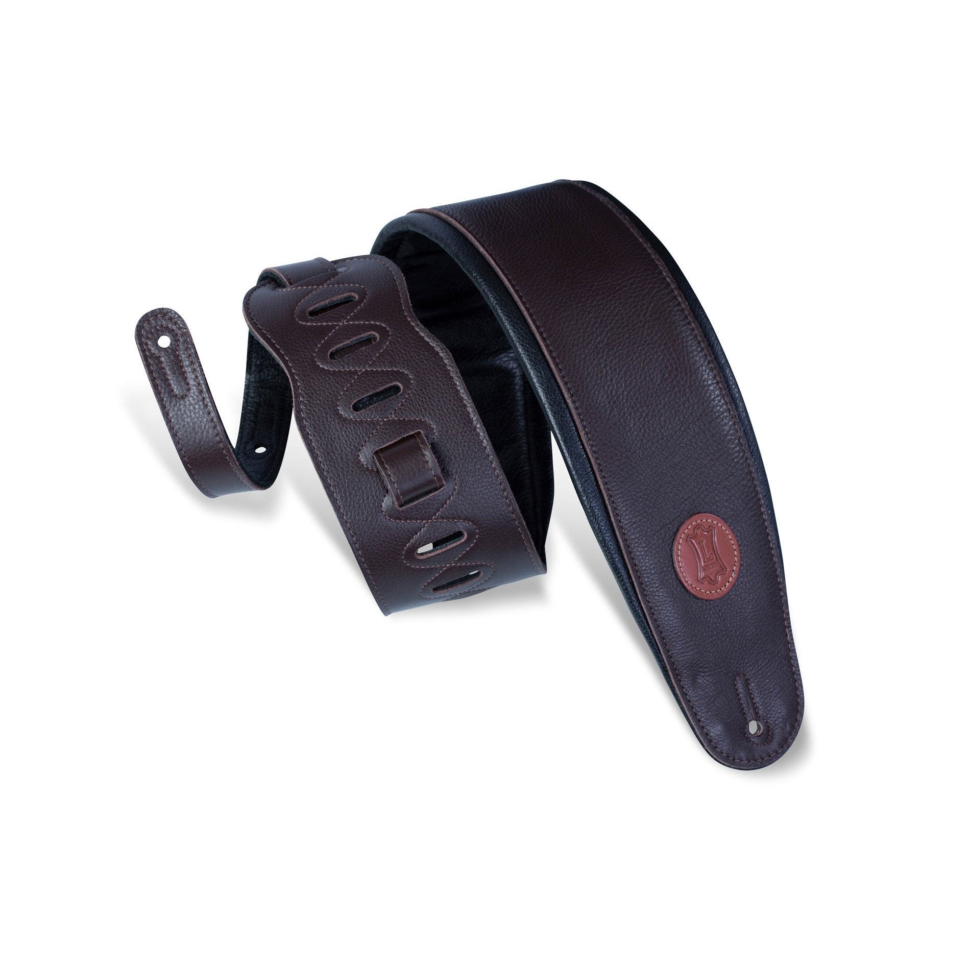 Levy's MSS2-4-DBR 4-1/2" Garment Leather Bass/Guitar Strap-Dark Brown-Music World Academy