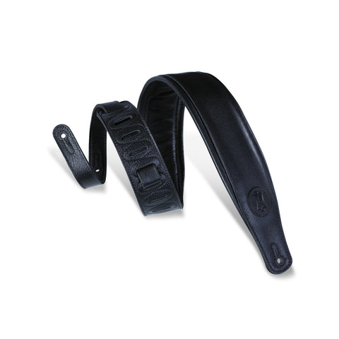 Levy's MSSB2-BLK 3" Garment Leather Guitar Strap-Black-Music World Academy