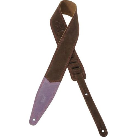 Levy's MSTT317WH-SLA 2-1/2" Suede Leather Guitar Strap-Brown-Music World Academy