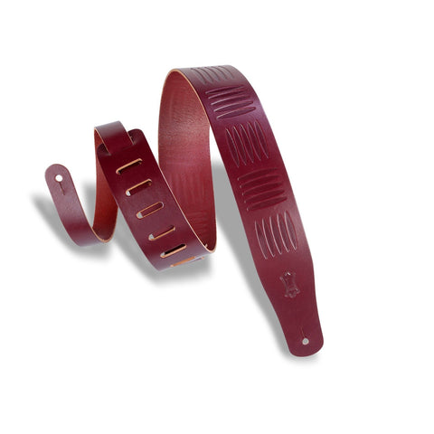 Levy's MV26TE-BRG 2-1/2" Veg-Tan Guitar Strap with Tribal Design-Burgundy-Music World Academy