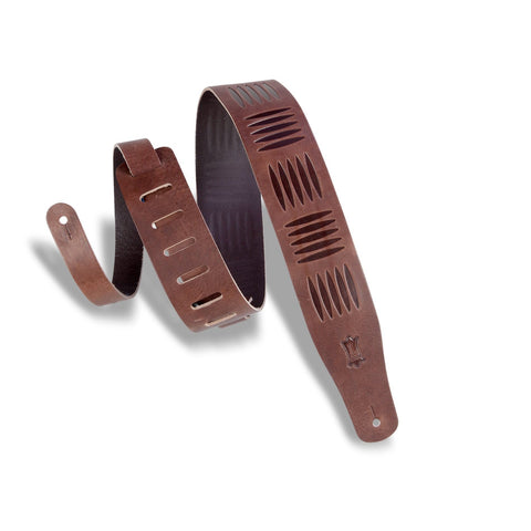 Levy's MV26TE-BRN 2-1/2" Veg-Tan Guitar Strap with Tribal Design-Brown-Music World Academy