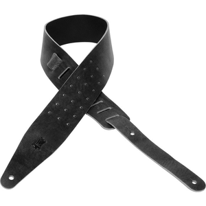 Levy's MV317ONX-BLK 2-1/2" Veg-Tan Leather Guitar Strap-Black-Music World Academy